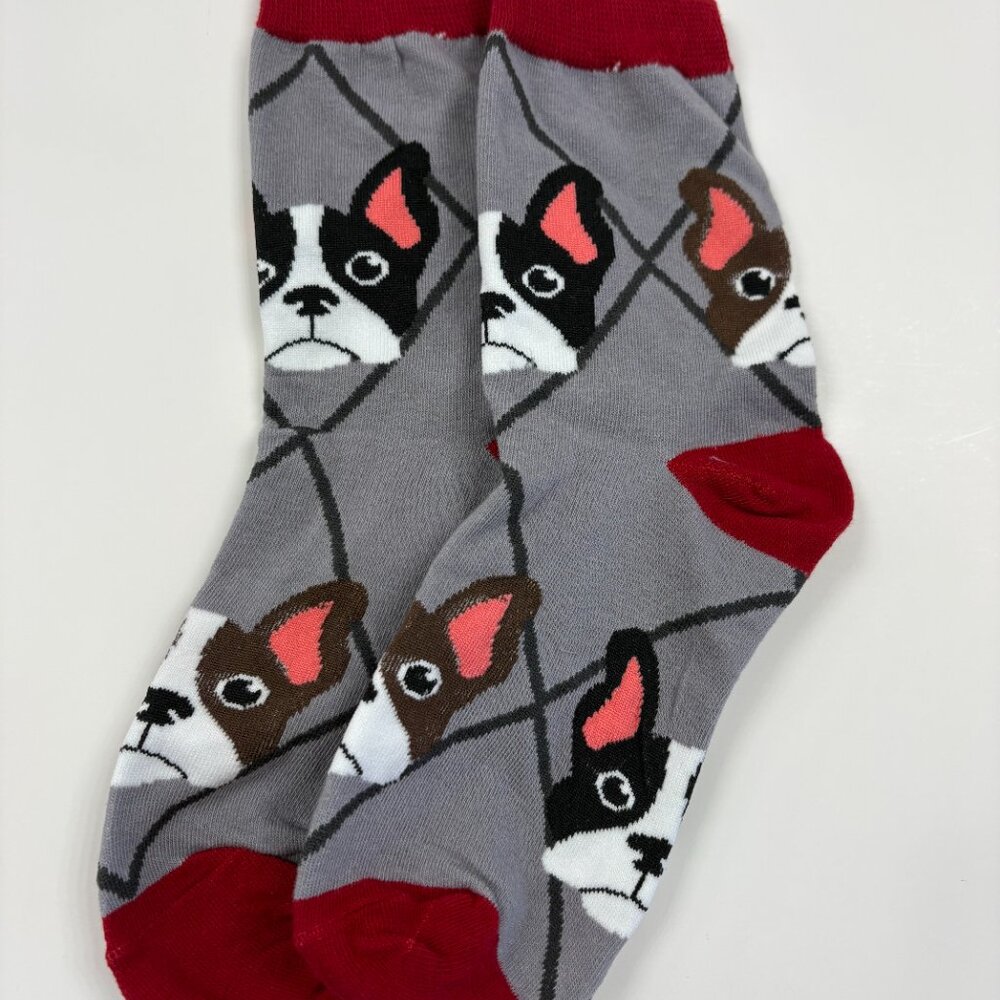 Women's 5 Pack Crew Socks Colorful French Bulldog Themed - OS - NWT - Picture 12 of 13